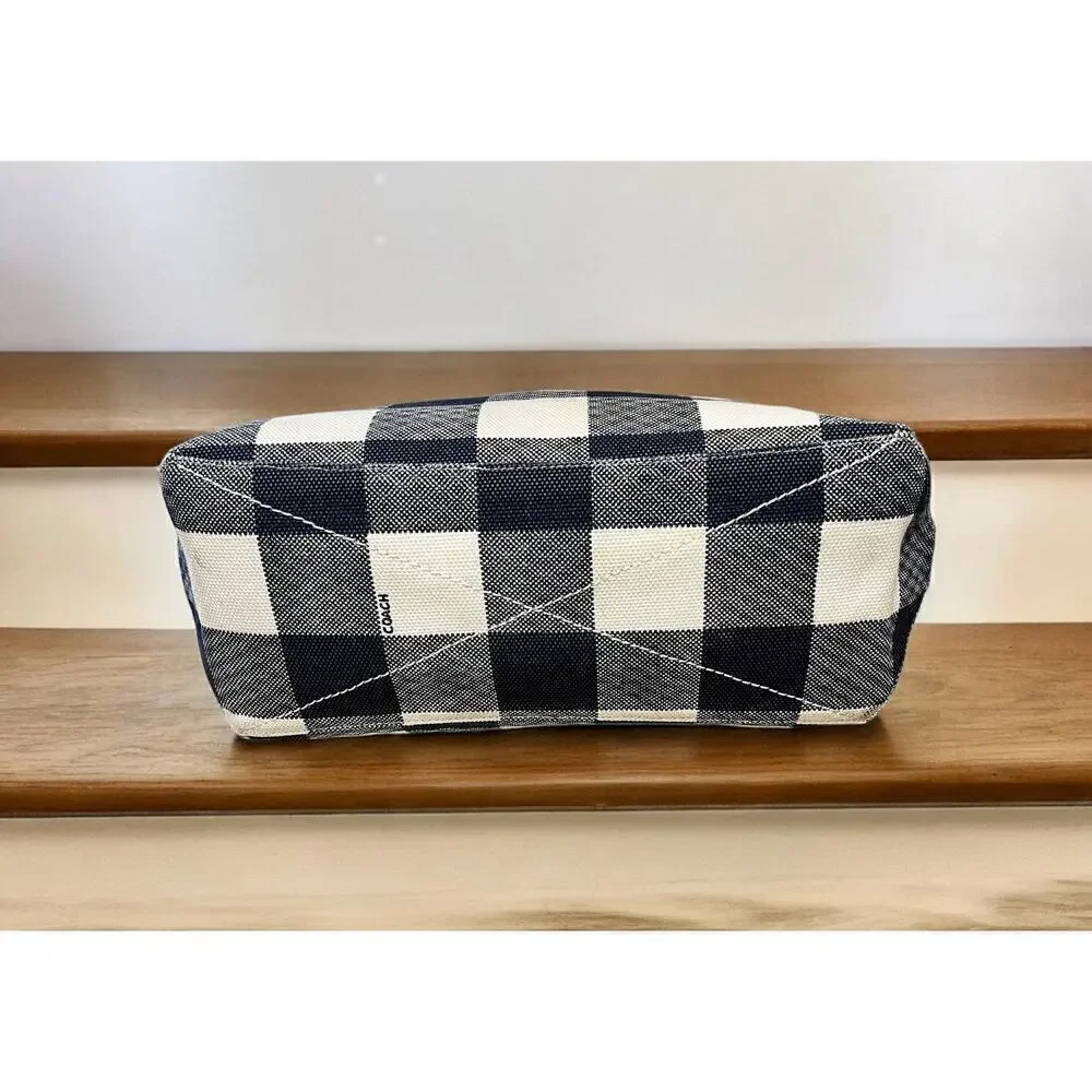 Coach F25919 Buffalo Plaid Canvas Tote Bag